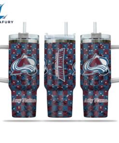 NHL Colorado Avalanche Stained Glass Effect Custom Stanley Quencher 40oz Stainless Steel Tumbler With Handle