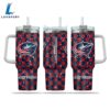 NHL Columbus Blue Jackets Stained Glass Effect Custom Stanley Quencher 40oz Stainless Steel Tumbler With Handle