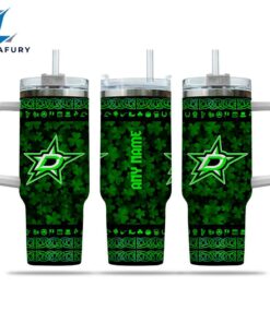 NHL Dallas Stars Happy St. Patrick's Day Custom Stanley Quencher 40oz Stainless Steel Tumbler With Handle