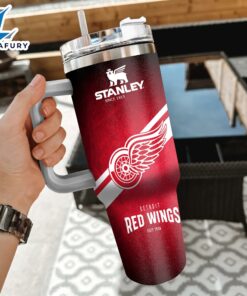 NHL Detroit Red Wings Custom Stanley Quencher 40oz Stainless Steel Tumbler With Handle