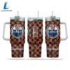 NHL Edmonton Oilers Stained Glass Effect Custom Stanley Quencher 40oz Stainless Steel Tumbler With Handle