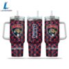 NHL Florida Panthers Stained Glass Effect Custom Stanley Quencher 40oz Stainless Steel Tumbler With Handle