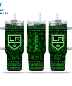 NHL Los Angeles Kings Happy St. Patrick's Day Custom Stanley Quencher 40oz Stainless Steel Tumbler With Handle