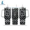 NHL Los Angeles Kings Stained Glass Effect Custom Stanley Quencher 40oz Stainless Steel Tumbler With Handle