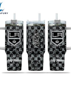 NHL Los Angeles Kings Stained Glass Effect Custom Stanley Quencher 40oz Stainless Steel Tumbler With Handle