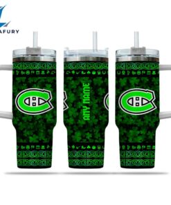 NHL Montreal Canadiens Happy St. Patrick's Day Custom Stanley Quencher 40oz Stainless Steel Tumbler With Handle