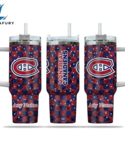 NHL Montreal Canadiens Stained Glass Effect Custom Stanley Quencher 40oz Stainless Steel Tumbler With Handle