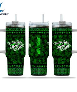 NHL Nashville Predators Happy St. Patrick's Day Custom Stanley Quencher 40oz Stainless Steel Tumbler With Handle
