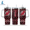 NHL New Jersey Devils Stained Glass Effect Custom Stanley Quencher 40oz Stainless Steel Tumbler With Handle