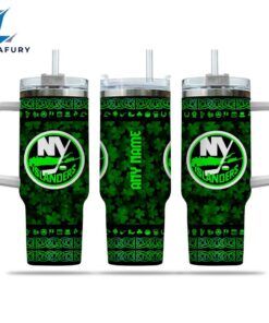 NHL New York Islanders Happy St. Patrick's Day Custom Stanley Quencher 40oz Stainless Steel Tumbler With Handle
