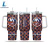 NHL New York Islanders Stained Glass Effect Custom Stanley Quencher 40oz Stainless Steel Tumbler With Handle