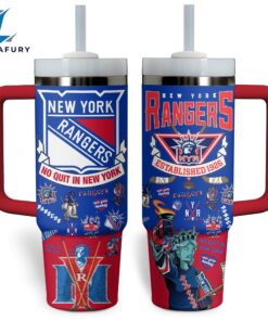 NHL New York Rangers NHL Custom Stanley Quencher 40oz Stainless Steel Tumbler With Handle 2