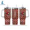 NHL Ottawa Senators Stained Glass Effect Custom Stanley Quencher 40oz Stainless Steel Tumbler With Handle