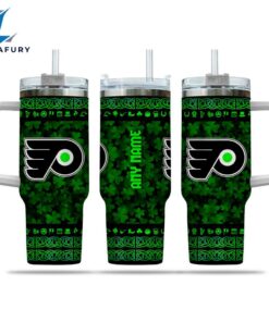 NHL Philadelphia Flyers Happy St. Patrick's Day Custom Stanley Quencher 40oz Stainless Steel Tumbler With Handle