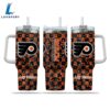 NHL Philadelphia Flyers Stained Glass Effect Custom Stanley Quencher 40oz Stainless Steel Tumbler With Handle
