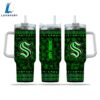 NHL Seattle Kraken Happy St. Patrick's Day Custom Stanley Quencher 40oz Stainless Steel Tumbler With Handle