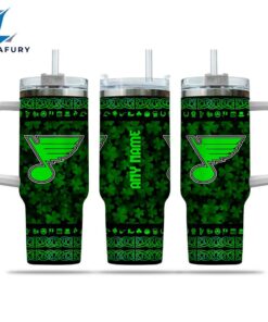NHL St. Louis Blues Happy St. Patrick's Day Custom Stanley Quencher 40oz Stainless Steel Tumbler With Handle