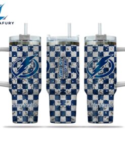 NHL Tampa Bay Lightning Stained Glass Effect Custom Stanley Quencher 40oz Stainless Steel Tumbler With Handle