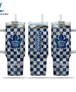 NHL Toronto Maple Leafs Stained Glass Effect Custom Stanley Quencher 40oz Stainless Steel Tumbler With Handle