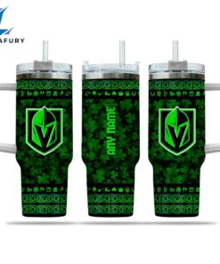 NHL Vegas Golden Knights Happy St. Patrick's Day Custom Stanley Quencher 40oz Stainless Steel Tumbler With Handle