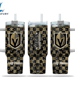 NHL Vegas Golden Knights Stained Glass Effect Custom Stanley Quencher 40oz Stainless Steel Tumbler With Handle