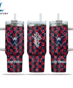 NHL Washington Capitals Stained Glass Effect Custom Stanley Quencher 40oz Stainless Steel Tumbler With Handle