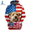 Norfolk Terrier Dog 3D Face Graphic Premium America Flag Hoodie