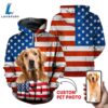 Personalized Dog 3D Face Graphic Premium America Flag Hoodie