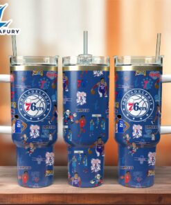 Philadelphia 76ers Basketball Team NBA Custom Stanley Quencher 40oz Stainless Steel Tumbler With Handle