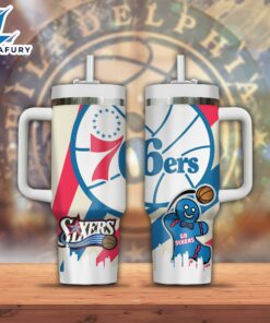 Philadelphia 76ers NBA Custom Stanley Quencher 40oz Stainless Steel Tumbler