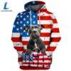 Pitbull Dog 1 3D Face Graphic Premium America Flag Hoodie