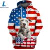 Pitbull Dog 4 3D Face Graphic Premium America Flag Hoodie