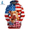 Pitbull Dog 5 3D Face Graphic Premium America Flag Hoodie