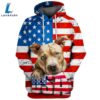 Pitbull Dog 6 3D Face Graphic Premium America Flag Hoodie
