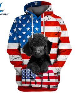 Poodle Dog 1 3D Face Graphic Premium America Flag Hoodie