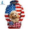 Poodle Dog 2 3D Face Graphic Premium America Flag Hoodie