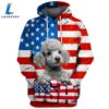 Poodle Dog 3 3D Face Graphic Premium America Flag Hoodie