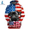 Pug Dog 1 3D Face Graphic Premium America Flag Hoodie