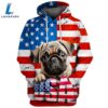 Pug Dog 2 3D Face Graphic Premium America Flag Hoodie