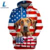 Rhodesian Ridgeback Dog 3D Face Graphic Premium America Flag Hoodie