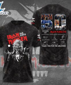 Rock Band Iron Maiden 50 Years 1975-2025 Thank You For The Memories Signatures Shirt
