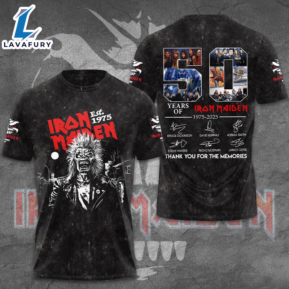 Rock Band Iron Maiden 50 Years 1975-2025 Thank You For The Memories Signatures Shirt Gift Summer For Man And Women Rock Band Iron Maiden 50 Years 1975-2025 Thank You For The Memories Signatures Shirt Gift Summer For Man And Women