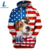 Russell Terrier Dog 3D Face Graphic Premium America Flag Hoodie