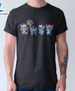 Stitch Christmas Lights Mickey Balloon T-Shirt Disney