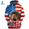 Tibetan Mastiff Dog 3D Face Graphic Premium America Flag Hoodie