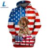 Vizsla Dog 3D Face Graphic Premium America Flag Hoodie