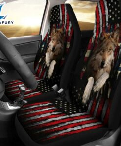Wolf In Flag Car Seat Covers
