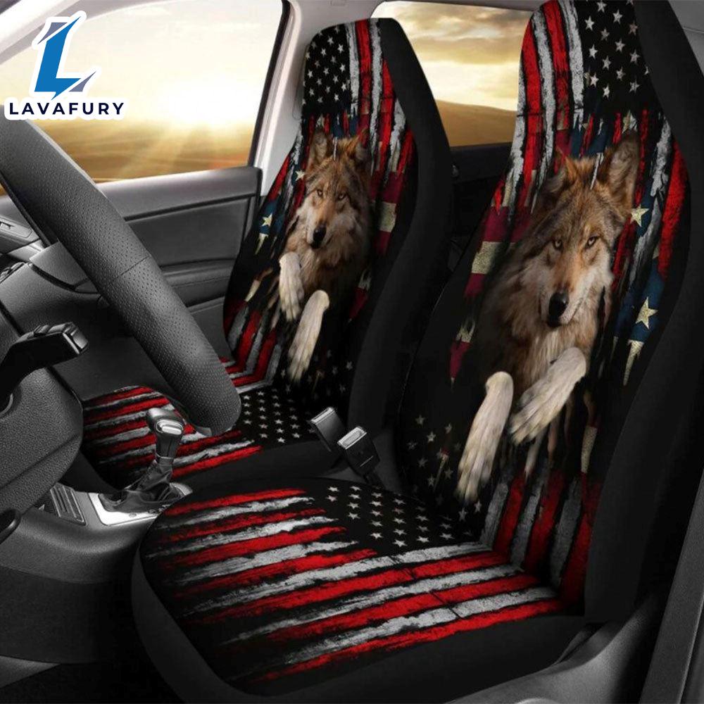 Wolf In Flag Car Seat Covers For Lover Dogs Wolf In Flag Car Seat Covers For Lover Dogs