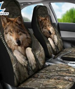 Wolf In The Zipper Camo Car Seat Covers