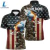 American Flag Camo Mens Golf Polo Shirts Custom Fire Water Golf Ball Team , Custom